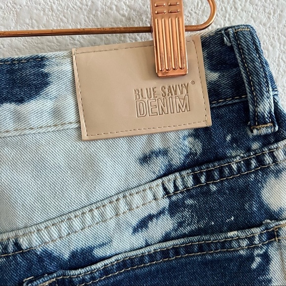 NWT Blue Savvy Acid Bleach Wash Denim Jean 100% Cotton Shorts 9 / 29 - Picture 7 of 10